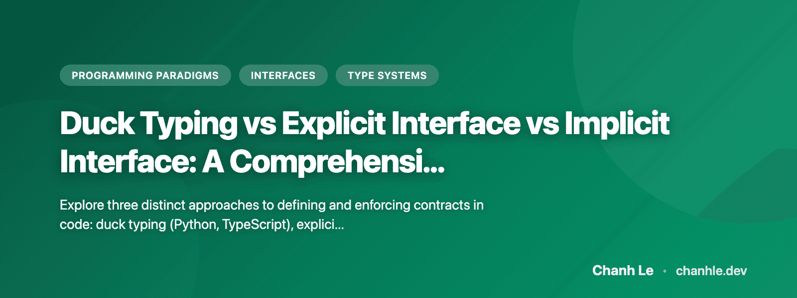 python typing vs. typescript - dev community Images... Duck Typing vs Explicit Interface vs Implicit Interface: A ...