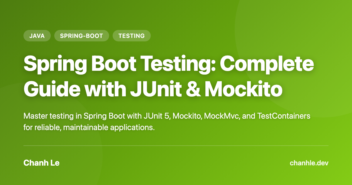 Testing Spring Boot: Hướng Dẫn Toàn Diện với JUnit & Mockito | Chanh Le